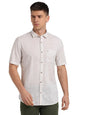 Turtle Men 100% Cotton Slim Fit Off White Half Sleeve Casual Shirt