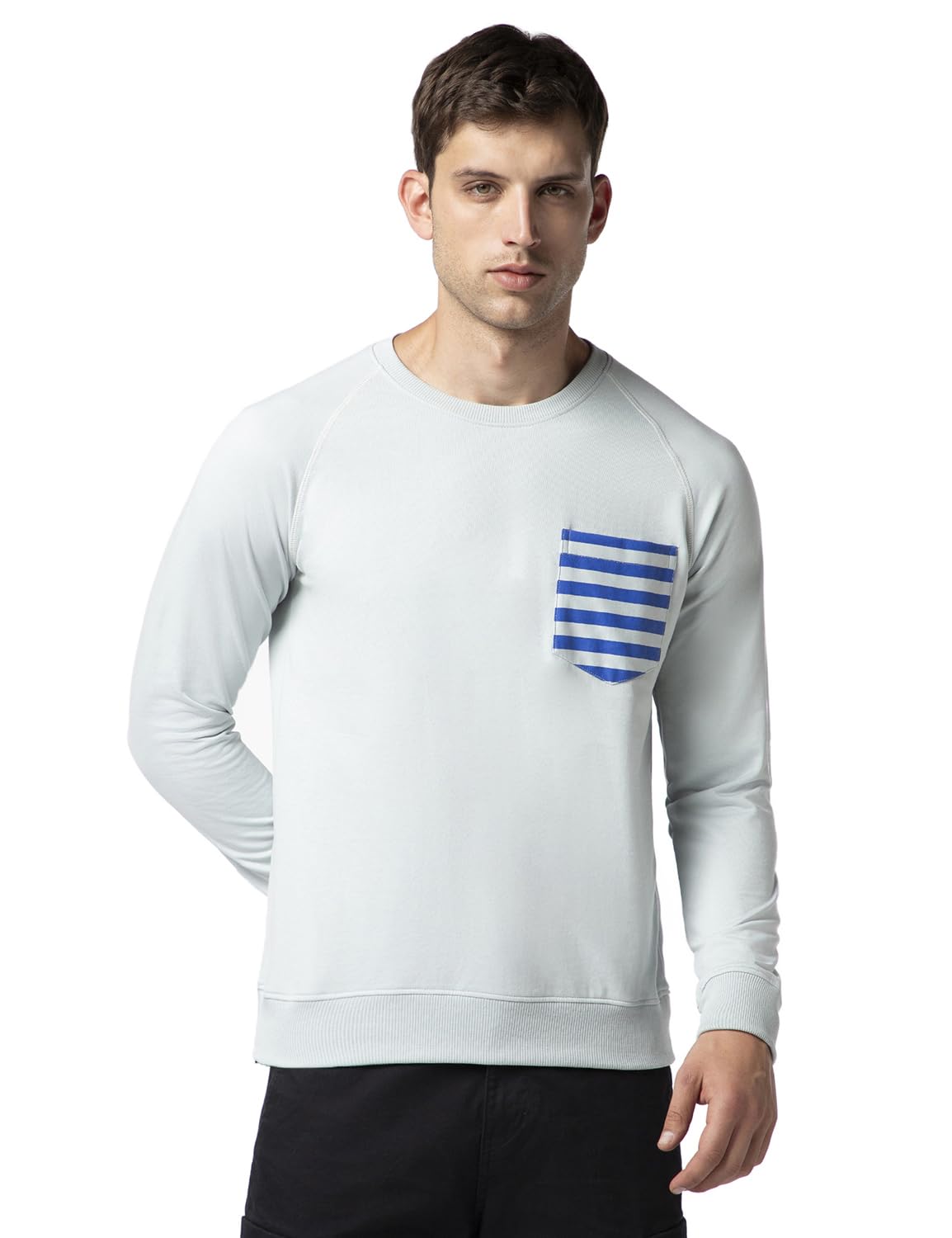 FYLTR Mens Casual Raglan Sleeve Sweatshirt with Pocket Detail - Full Sleeve | Rib Hem & Cuff | Casual Winterwear for Men
