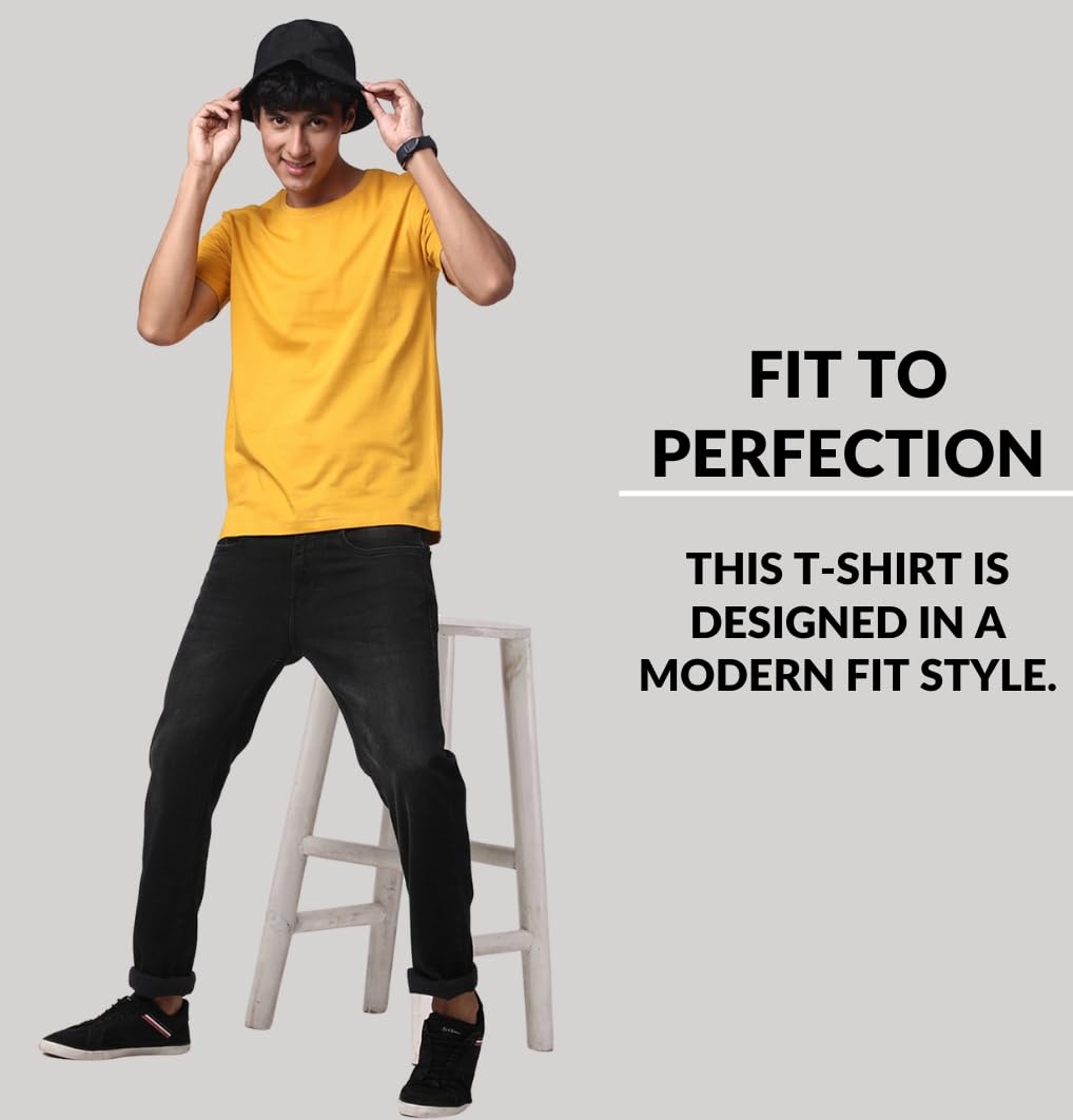 ADRO Men's Solid Regular Fit T-Shirt (RCM2-PLN)