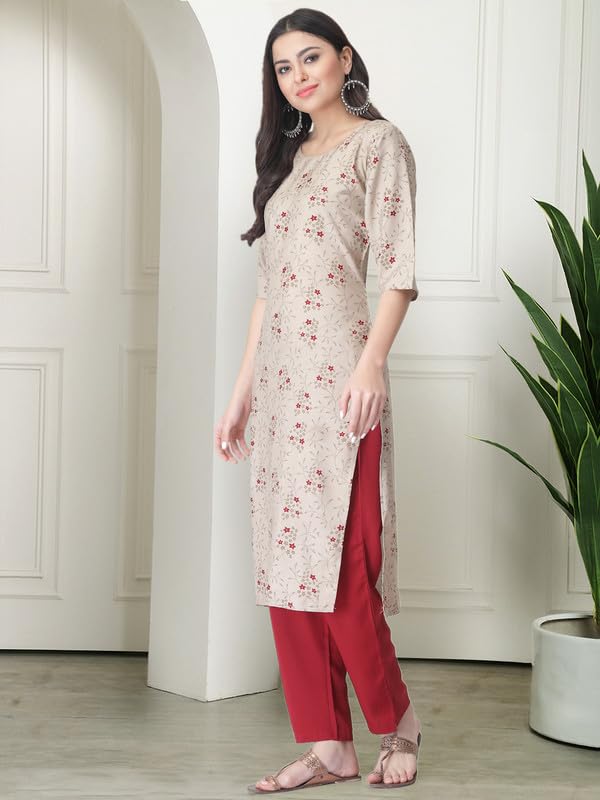 Pinkmint WomenS Crepe Printed Kurta Pant Straight Kurta Set For Women(Pack Of 3)