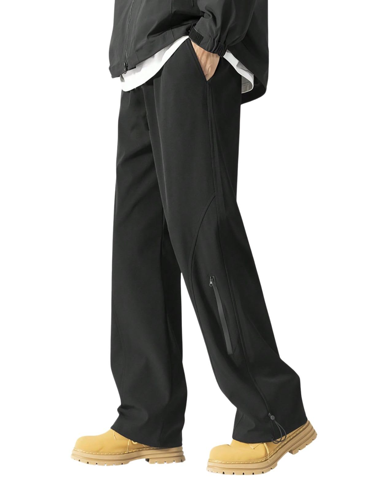 Greciilooks MenS Wide Leg Track Pants With Contrast Side Panel, Relaxed Drawstring Fit Streetwear Trousers, Poly Blend Casual Jo