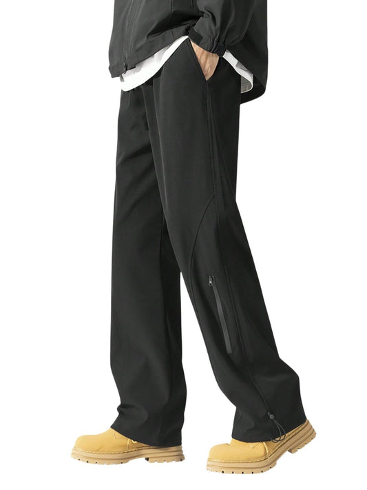 Greciilooks MenS Wide Leg Track Pants With Contrast Side Panel, Relaxed Drawstring Fit Streetwear Trousers, Poly Blend Casual Jo