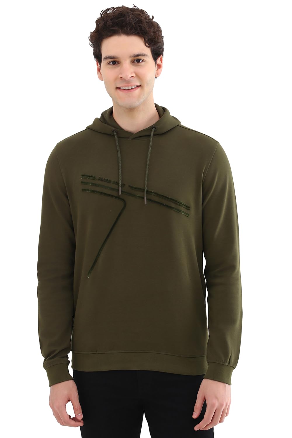 Allen Solly Men Printed Graphic Casual Full Sleeve Hooded Hoodie