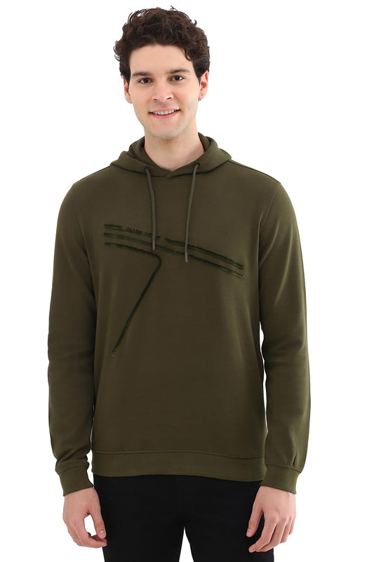 Allen Solly Men Printed Graphic Casual Full Sleeve Hooded Hoodie