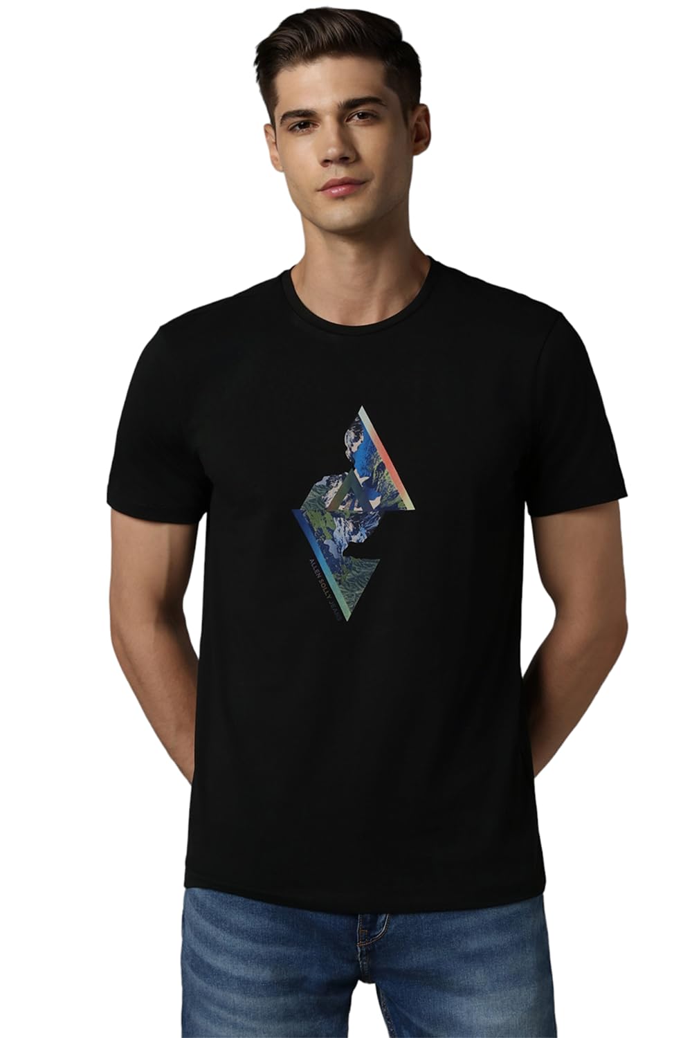 Allen Solly Men Slim Fit Printed Graphic Crew Neck T-Shirt