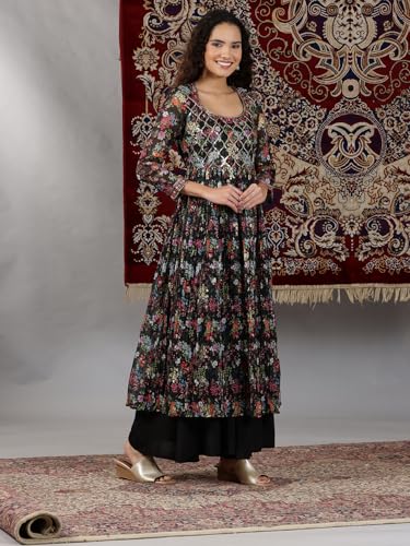Aurelia WomenS Floral Printed Flared Kurta Set With Palazzos And Dupatta For Women