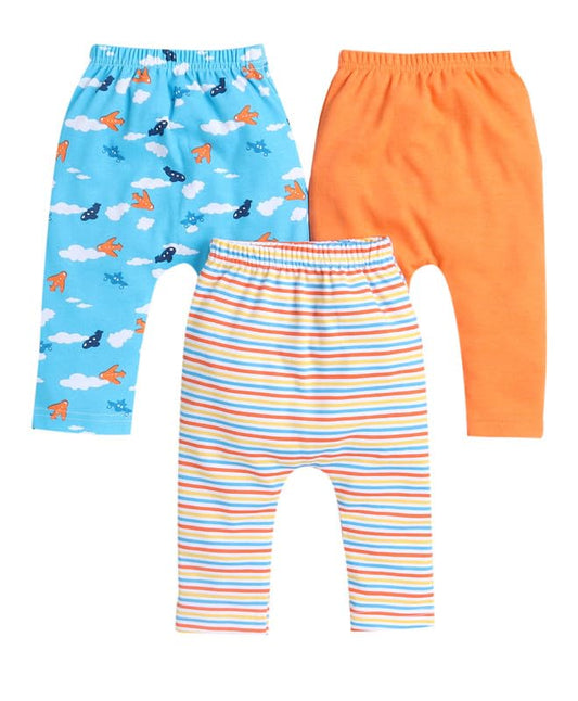 BUMZEE Blue & Orange Baby Boys Diaper Pants/Leggings/Pyjamas Pack of 3 Age - 0-3 Months (Peb9449B-blu.org)