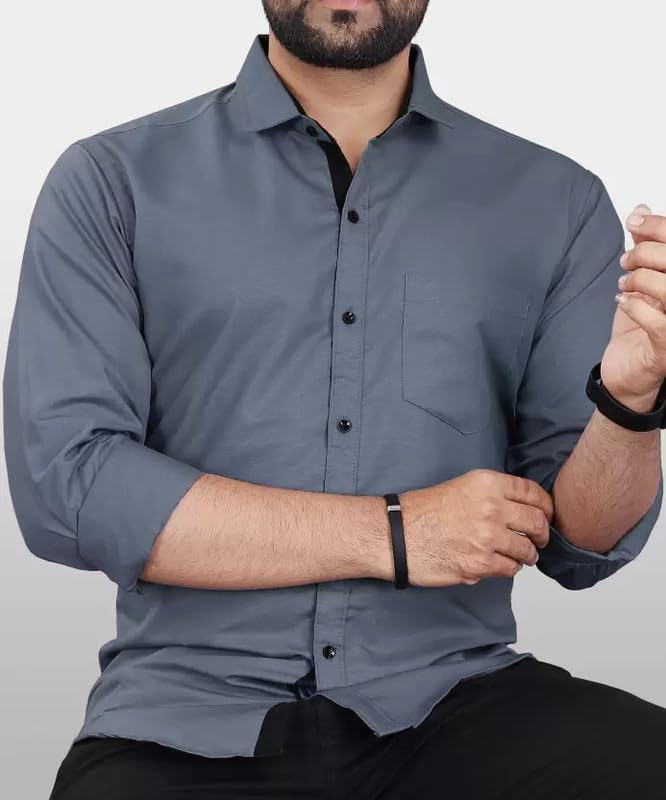 Tee Projekt Shirt for Men Cotton Spread Collar Long Sleeve Shirt Suitable for Event Formal Casual