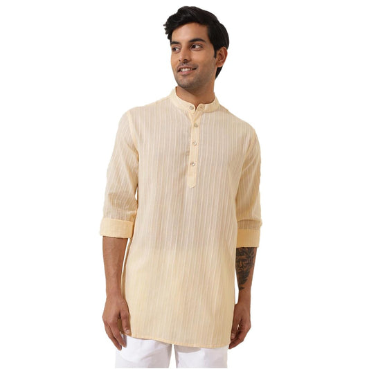 Fabindia MenS Cotton Woven Regular Kurta (1037128Lightyellow_Yellow