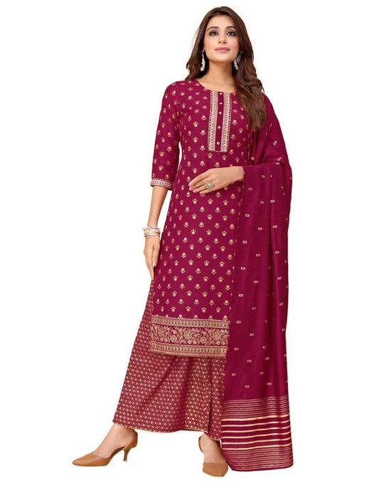 Sanisa Women's Foil & Pigment Chinnon Straight Kurta Set with Dupatta