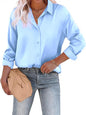CB-COLEBROOK Womens Blouse Satin Silk Stylish Shirts Button Down Solid Shirts Casual Loose Long Sleeve Office Work Tunic Wester