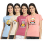 Preneum Womens Cotton Regular Fit Latest Graphic Stylish Printed Short Sleeves Casual T-Shirt || Trendy & Latest Style (Pack 4)