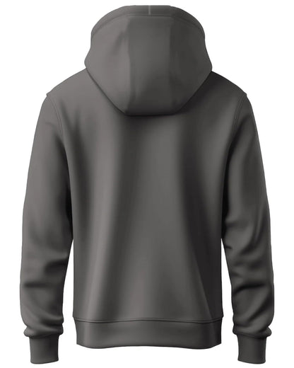 ADRO Men's Cotton Neck Hooded Sweatshirt (H24-PLN-SG_Steel Grey