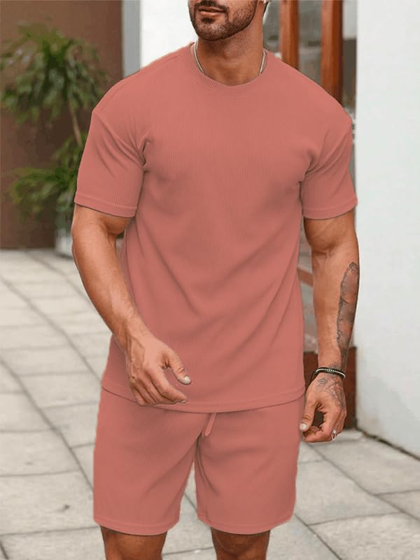 SHIENZY Mens Cotton Blend Casual Solid Printed Night Suit Co-Ord Set || T-Shirt and Shorts Nightwear Set || Sleepwear/Loungewea