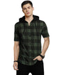 Eyebogler Mens Hooded Neck Checkered Half Sleeve Regular Fir T-Shirt