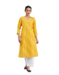 Fabindia Mustard Cotton Calf Length Kurta