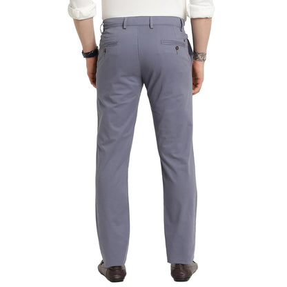 Turtle Men Cotton Stretch Ultra Slim Fit Steel Grey Casual Trouser