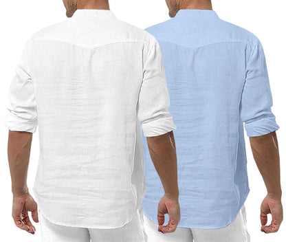 Royalscout MenS Cotton Polyester Blend Solid Regular Fit Full Sleeve Short Kurta | Ethnic, Lightweight Summer Kurta For Daily &
