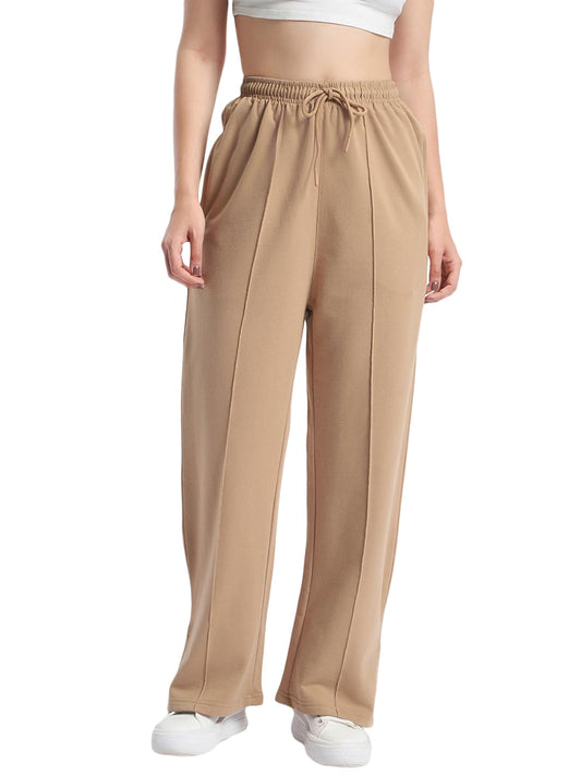 Bewakoof Womens Solid Cotton Blend Pants - Regular Fit_580433_Brown_24