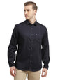 Turtle Men Cotton Stretch Slim Fit Black Solid Full Sleeve Casual Shirt