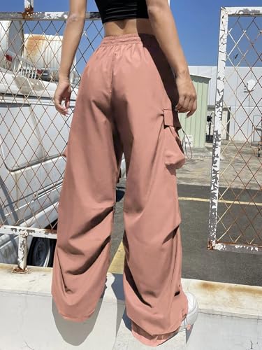 Greciilooks WomenS Regular Fit High Rise Cargo Pant (Gl-W-Tp-1086_Pink