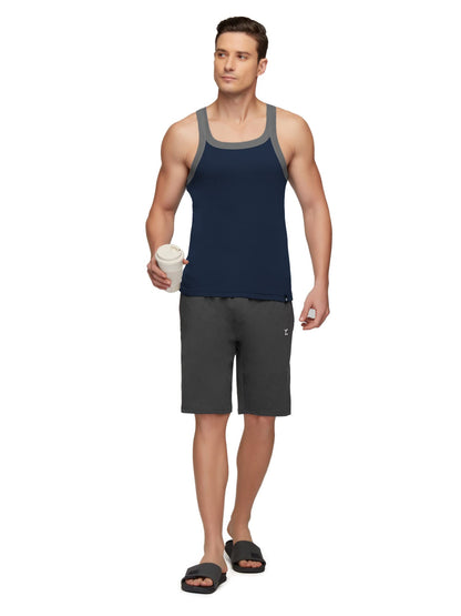 XYXX Mens Super Combed Cotton Square Neck Knitted Vest - High Moisture Absorbing Innerwear for Men with Anti-Bacterial Silver F