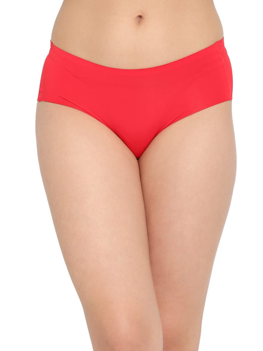 Clovia Womens Mid Waist Seamless Laser Cut Hipster Panty (PN2430P04_Red_L)