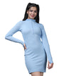 Noble Monk Women Knee Length Rib Dress | Full Sleeve | Slim Fit | Office Wear | Midi Dress | One Piece Dress For Women