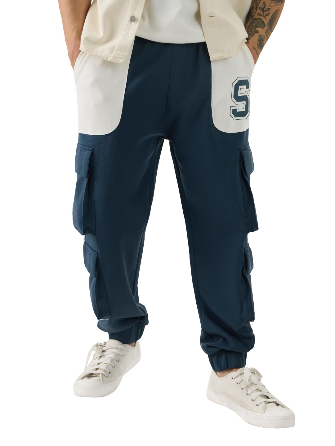 The Souled Store Varsity Utility Men and Boys Pull On Cotton Oversized Joggers