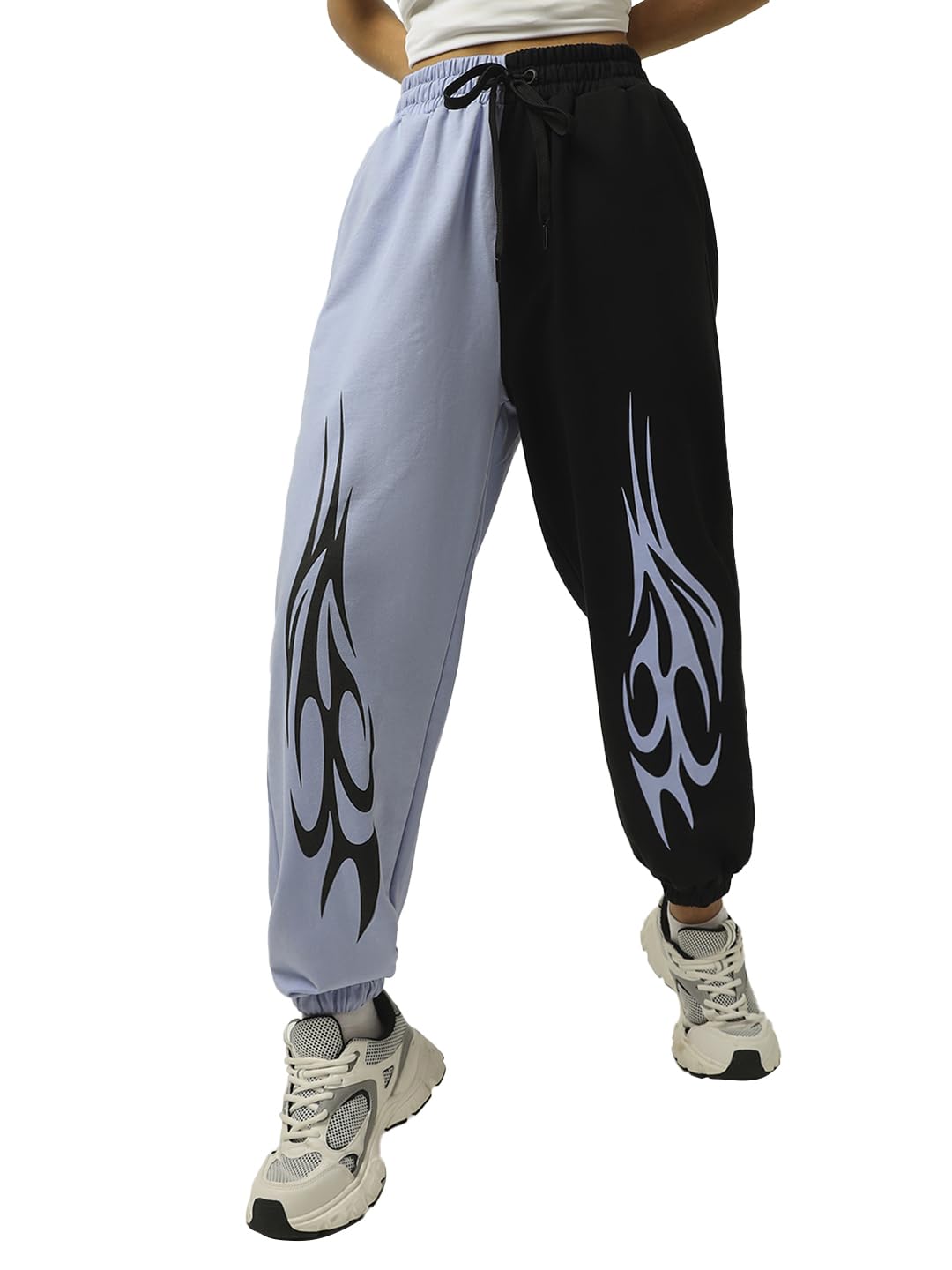 Bewakoof Womens Color Block Regular Fit Joggers_584753_Black_2XL