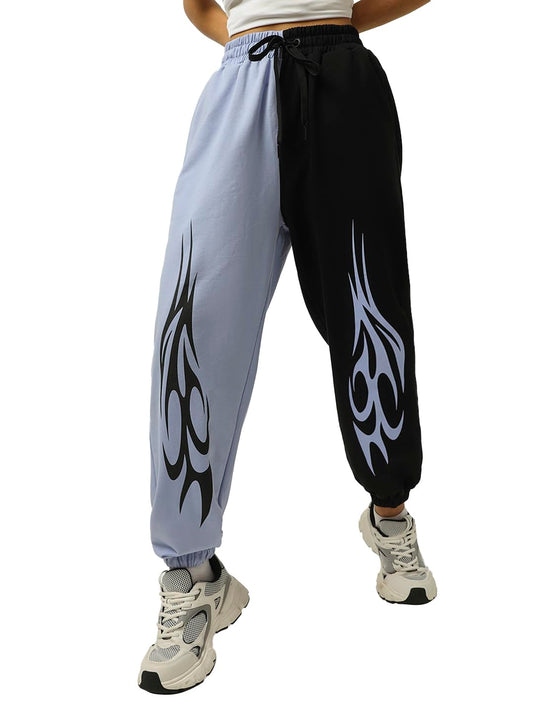 Bewakoof Womens Color Block Regular Fit Joggers_584753_Black_2XL
