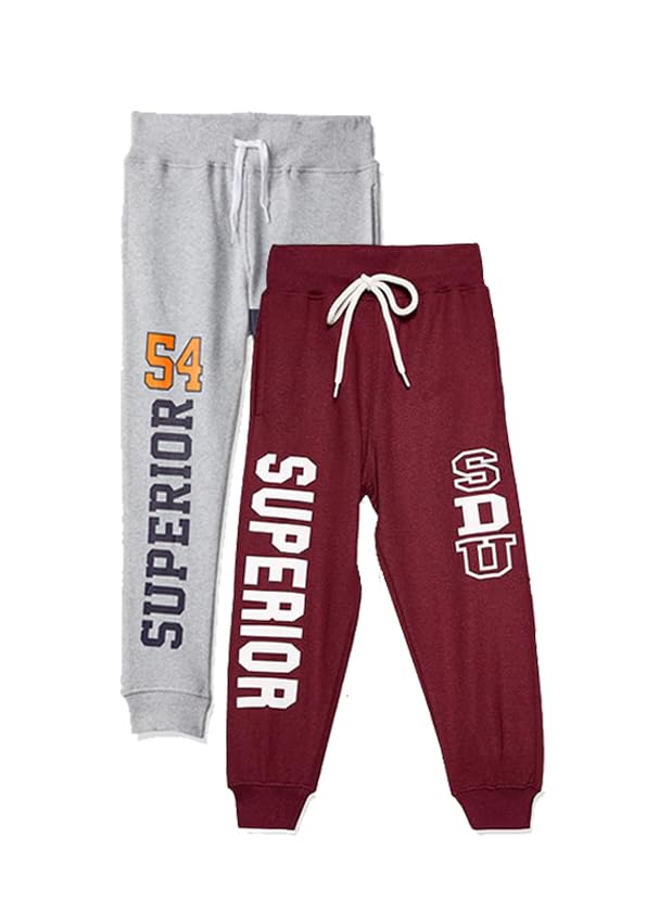 T2F Boys Regular Fit Printed Cotton Joggers Track Pants
