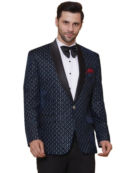 Favoroski Wedding Sequence Blazer Suit For Men | Festive Blazers For Men | Embroidered Velvet Blazer | Relaxed Fit Blazer For Me