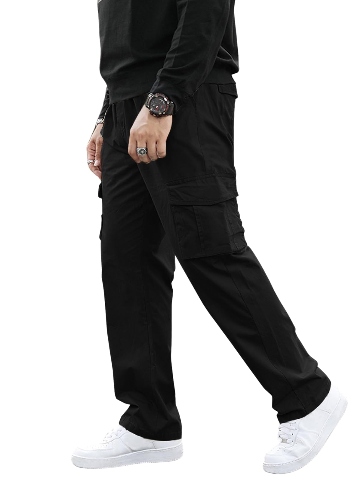 Greciilooks MenS Regular Fit Low Rise Cargos Trousers | Cargo Track Pant | Loose Fit | Regular Trouser | Treck PentS With Mult