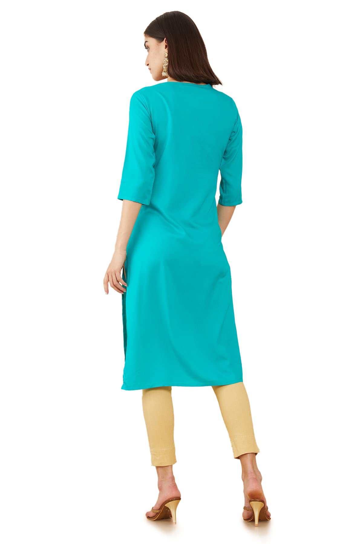Soch Women Blue Rayon Embroidered Kurta