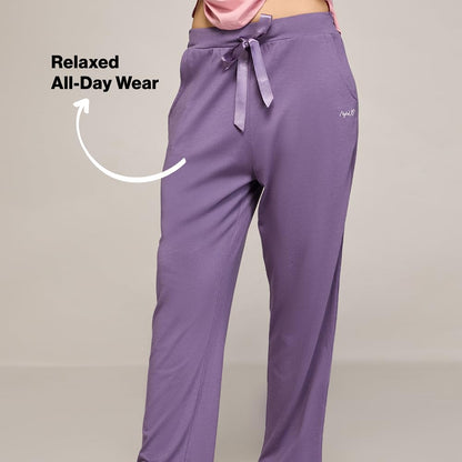 NYKD (NYS911 Soft Cotton Modal Pyjama Pants for Women | Relaxed Fit with Non Slip Elasticated Waistband, Adjustable Drawcord & 2
