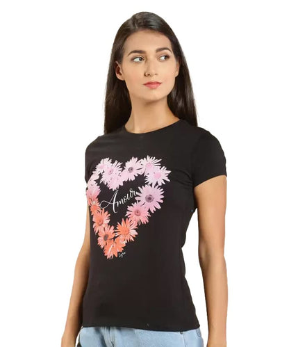 Lyra Pure Cotton Round Neck Printed T-Shirt For Women