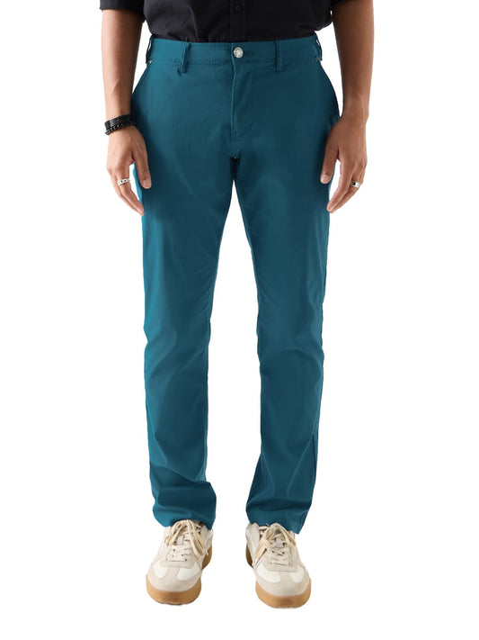The Souled Store Original Power Stretch Pants: Steel Blue Men Pants