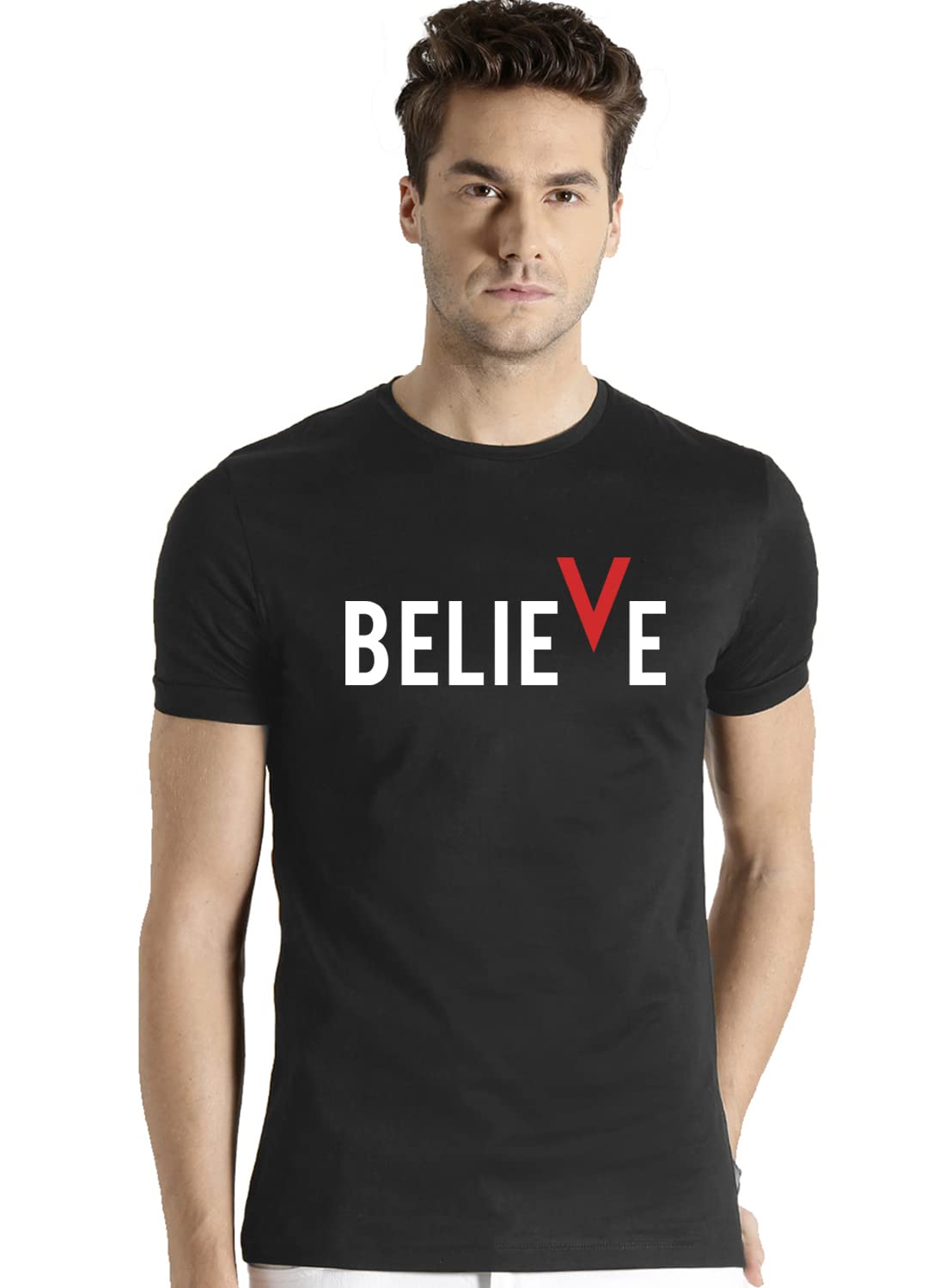 ADRO Men's Believe Design Printed T-Shirt (2XL)