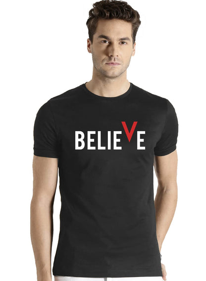 ADRO Men's Believe Design Printed T-Shirt (S)