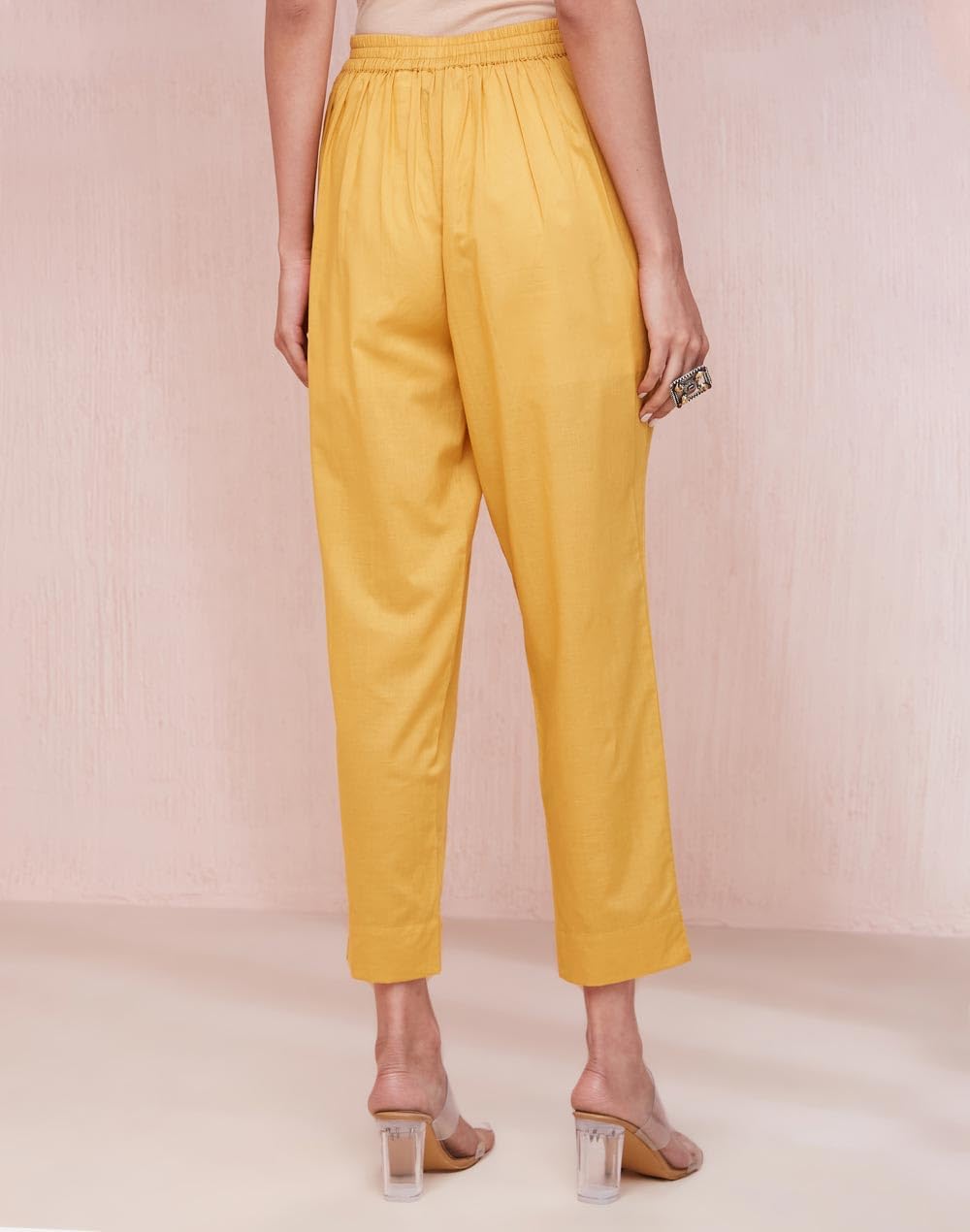 Fabindia WomenS Regular Casual Pants (2124217Yellow_Yellow