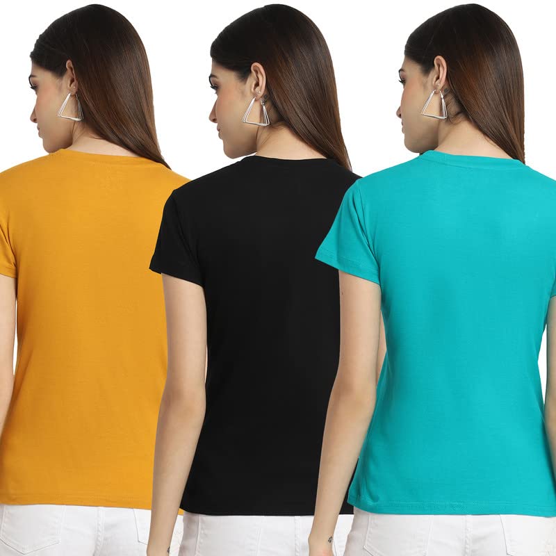 Preneum Womens Cotton Regular Fit Latest Graphic Stylish Printed Short Sleeves Casual T-Shirt || Latest Trendy & Style (Pack 3)