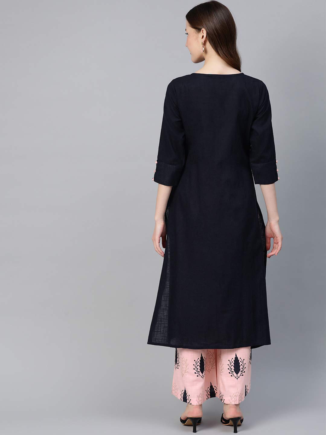 Idalia Navy Blue And Light Pink Kurta Set