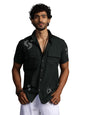 Thomas Scott Short Sleeve Double Pockets Self Printed Casual Shirts for Mens Green