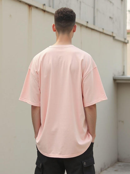 Nobero MenS Solid Oversized Fit T-Shirt (1M-Twrt-C0723_Blush