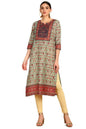 Soch Womens Green Ethnic Motifs Print Muslin Blend Kurta