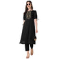 Goroly WomenS Silk Blended Solid Embroidered Pattern Straight Cut Kurta Pant With Puff Sleeve V-Neck Ankle Length And A-Line St