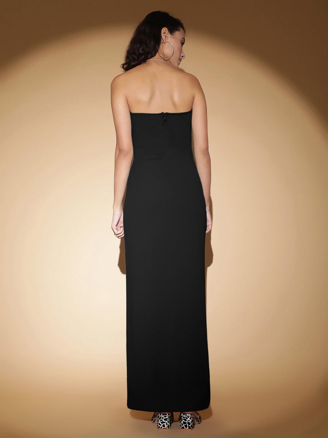 Kotty WomenS Bodycon Midi Dress(Black,L)