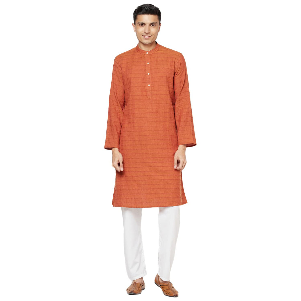 Fabindia Men Dobby Long Kurta Cotton_S