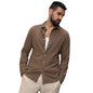 Campus Sutra Mens Tan Brown Stripe-Creased Shirt for Casual Wear | Spread Collar | Long Sleeves | Button Closure | Shirt Crafte
